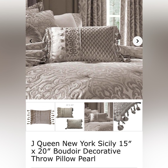 Luxurious Queen size Cream and Tan/Gray Comforter Set, Ornate,like new+3 pillows - Picture 9 of 15